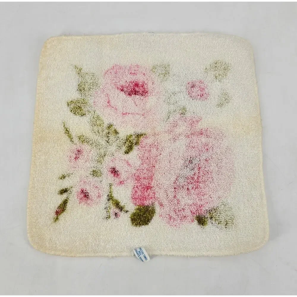 Vintage Cannon & Stevens Utica Floral Towel Set Pink Roses Cottagecore